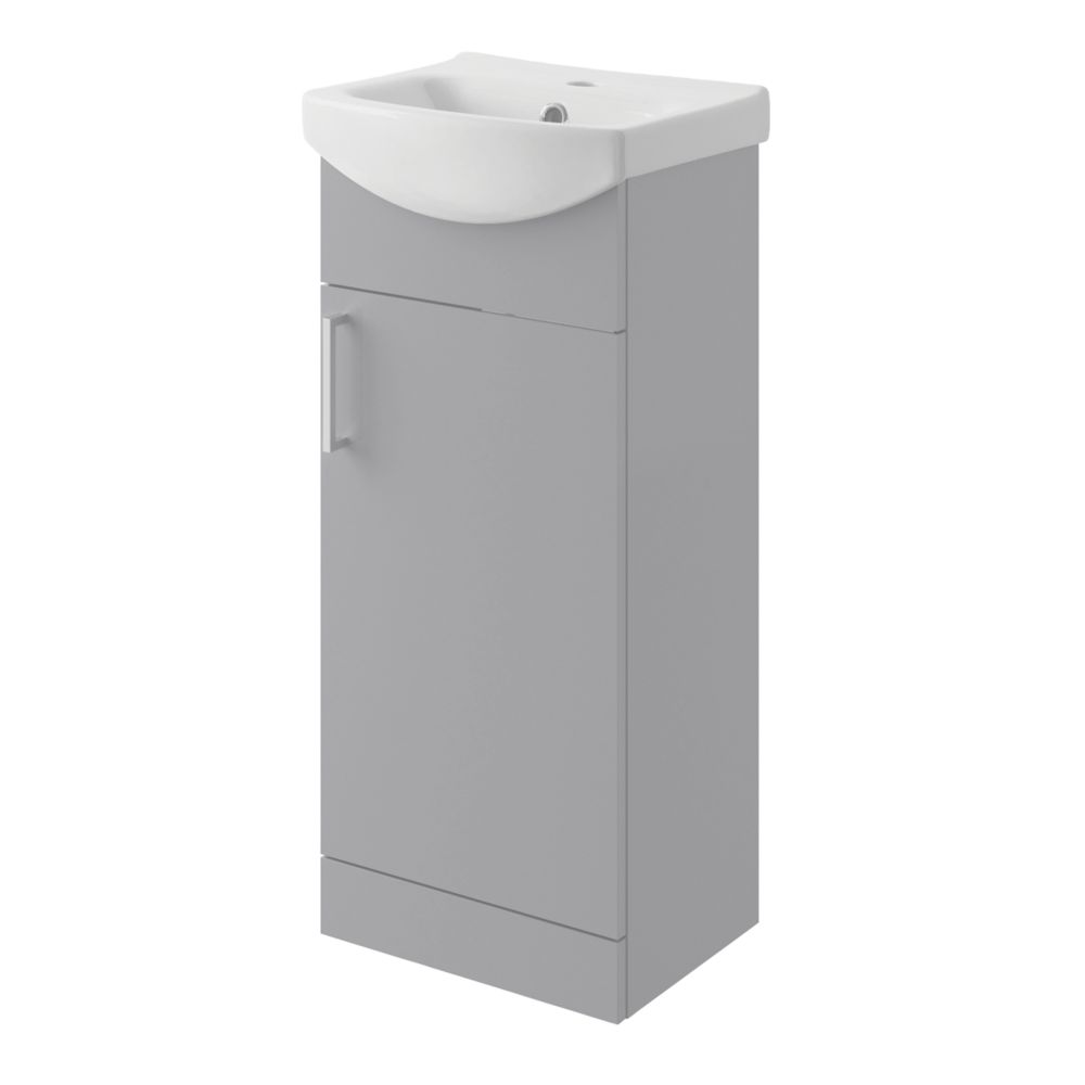 Image of Veleka Vanity Unit & Basin Set Gloss Grey 400mm x 320mm x 880mm 