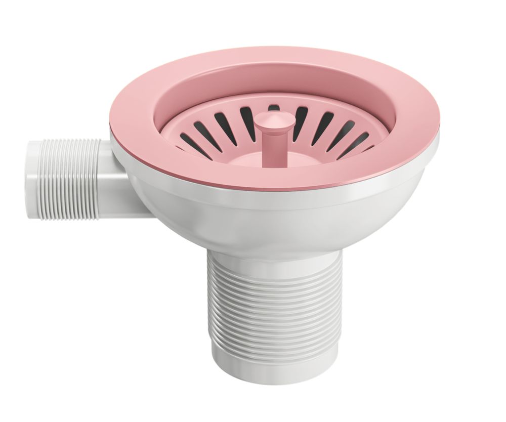 Image of ETAL Sink Strainer Waste with Overflow Pink 90mm 