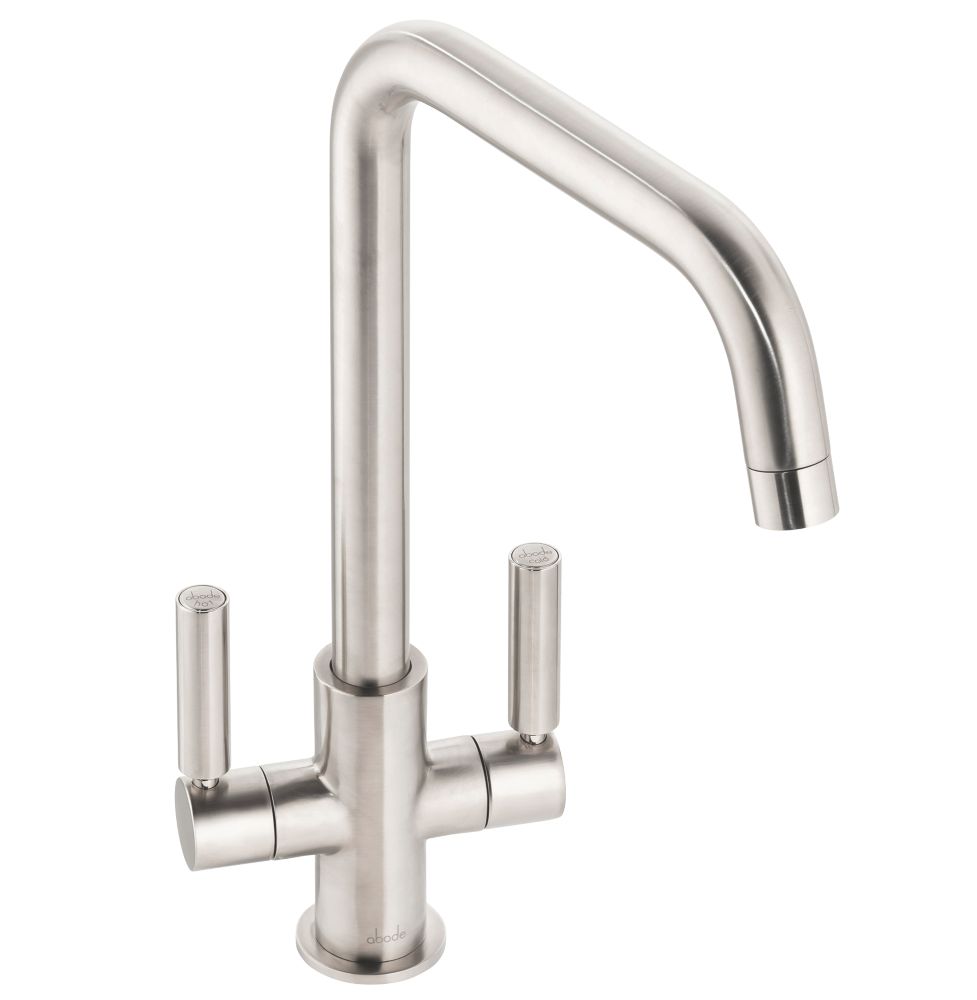 Image of Abode Globe Quad Dual-Lever Mono Mixer Kitchen Tap Brushed Nickel 