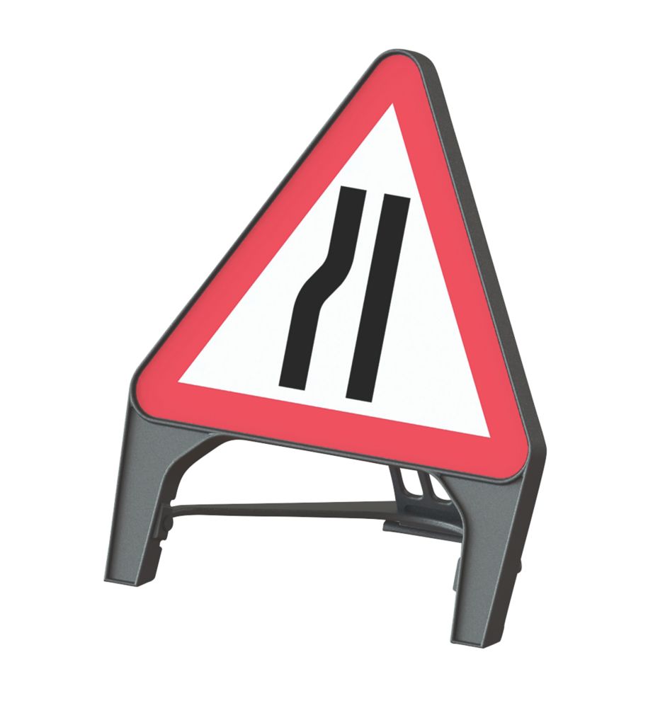 Image of Melba Swintex Q Sign Triangular "Road Narrows Left" Safety Sign 870mm x 1220mm 