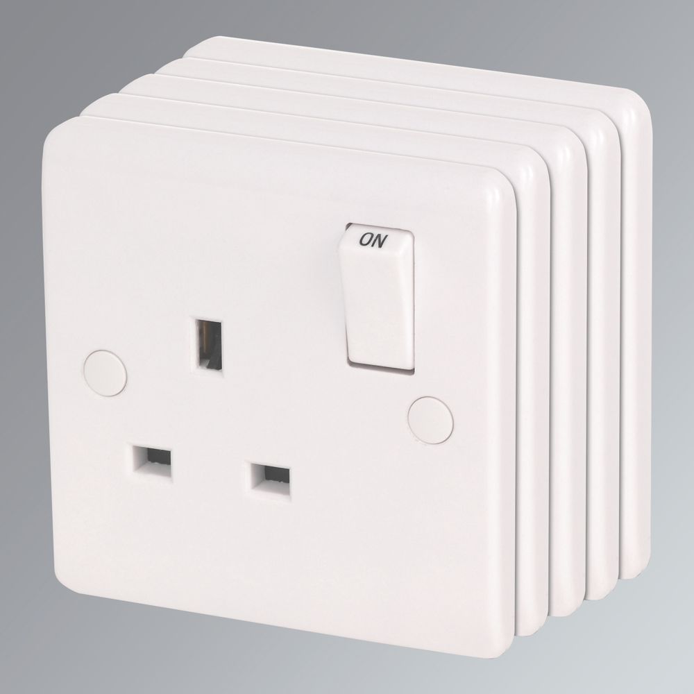Image of LAP 13A 1-Gang DP Switched Plug Socket White 5 Pack 