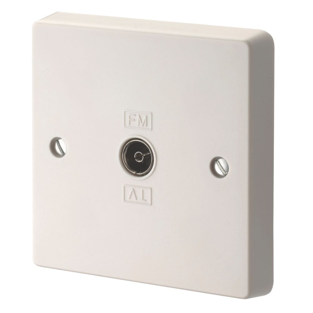 Image of Crabtree Capital 1-Gang Coaxial TV / FM Socket White 