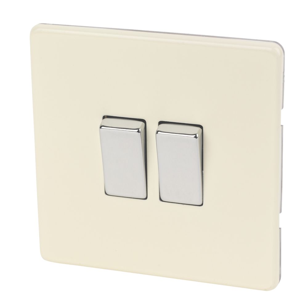 Image of Varilight 10AX 2-Gang 2-Way Light Switch White Chocolate 