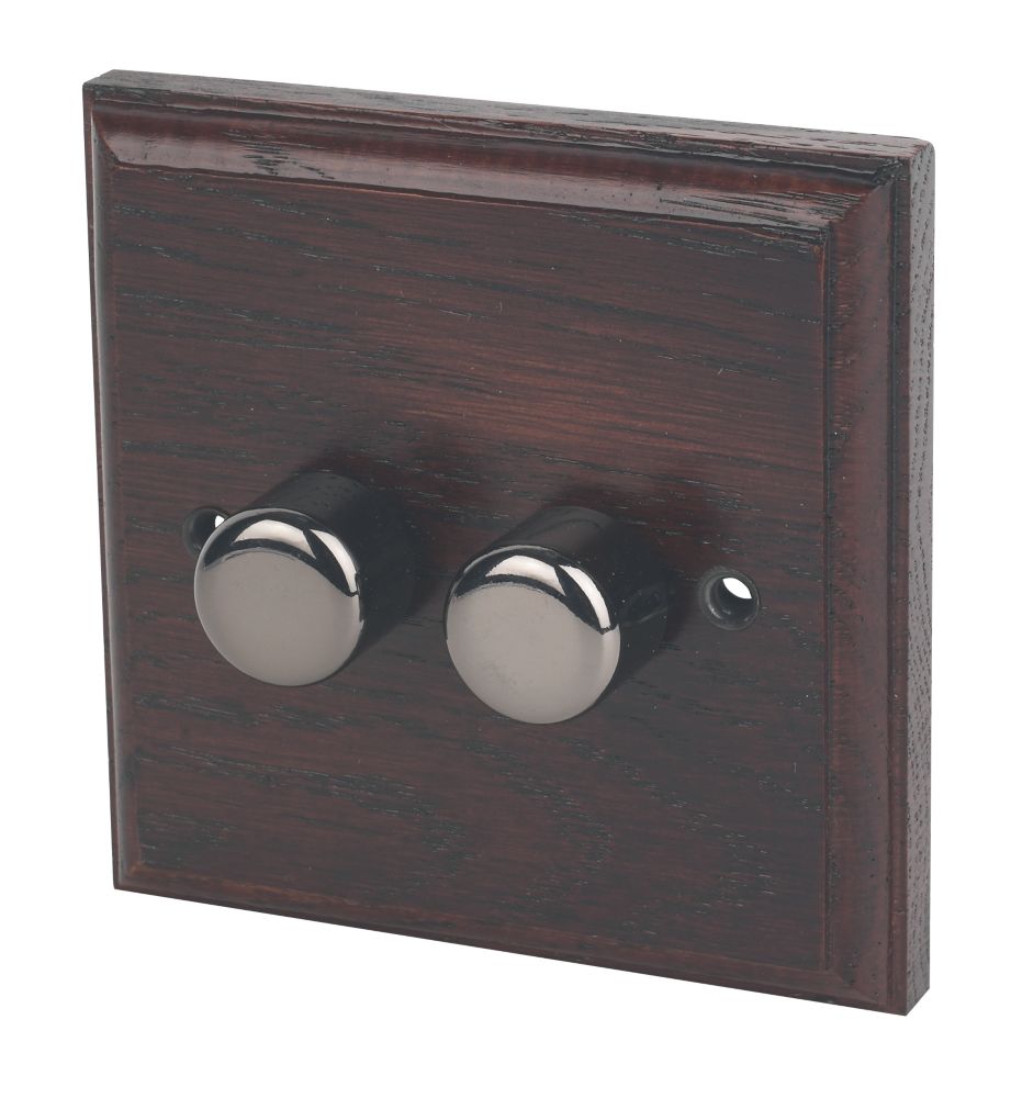 Image of Varilight V-Pro 2-Gang 2-Way LED Dimmer Switch Dark Oak 