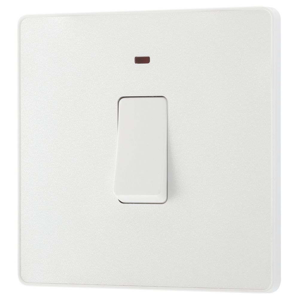 Image of British General Evolve 20A 1-Gang DP Control Switch Pearlescent White with LED with White Inserts 