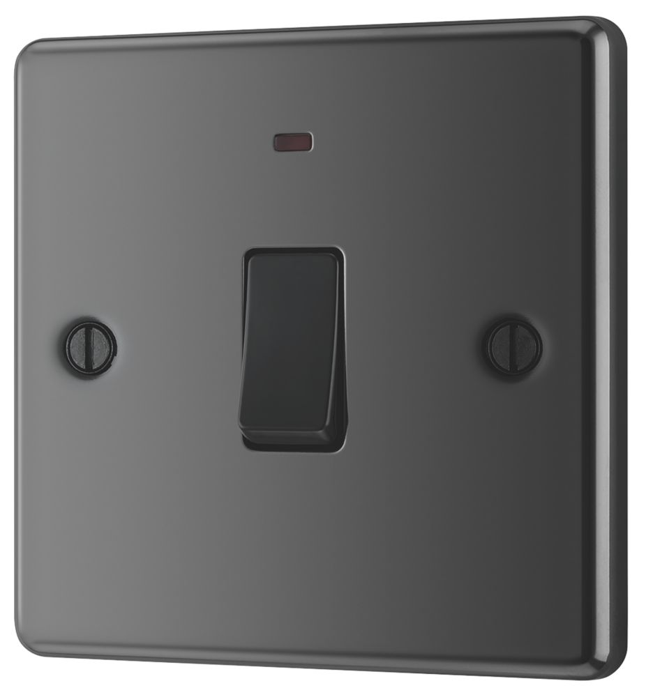 Image of LAP 20A 1-Gang DP Control Switch Black Nickel with Neon with Black Inserts 