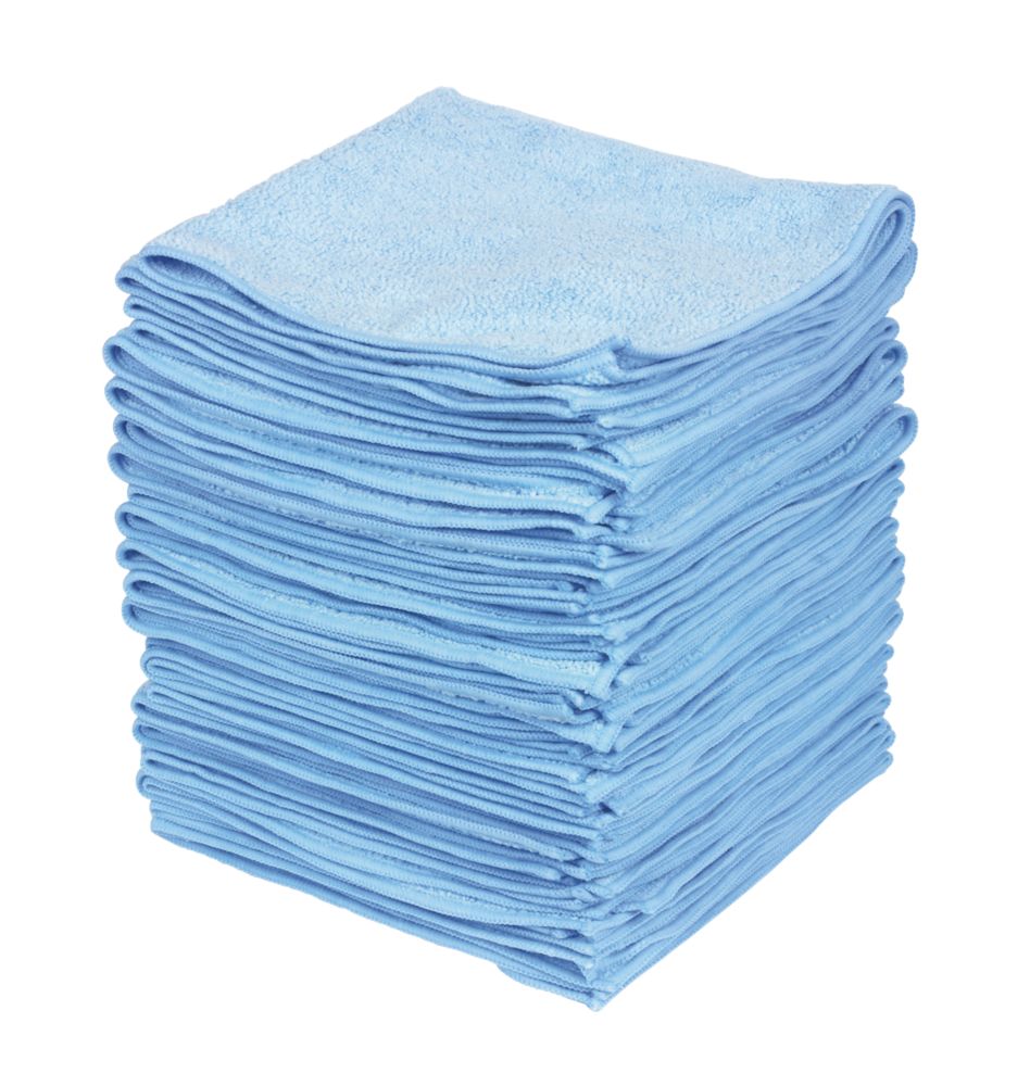 Image of Microfibre Cloths Blue 380mm x 380mm 50 Pack 
