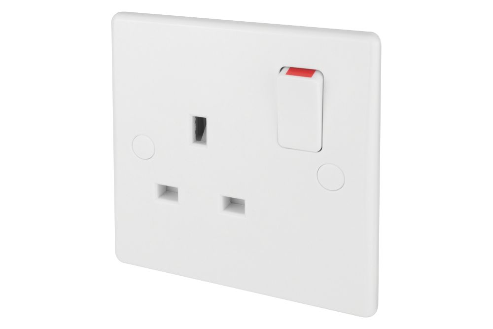 Image of Schneider Electric Ultimate Slimline 13A 1-Gang DP Switched Plug Socket White 