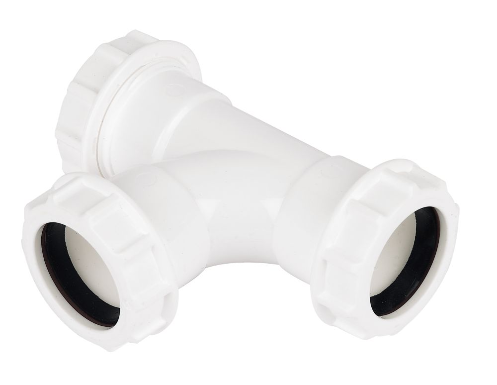 Image of FloPlast WC22 Universal Compression Waste Equal Tee White 32mm 