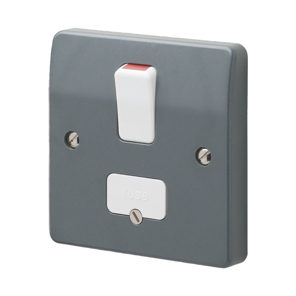Image of MK Logic Plus 13A Switched Fused Spur Graphite with White Inserts 