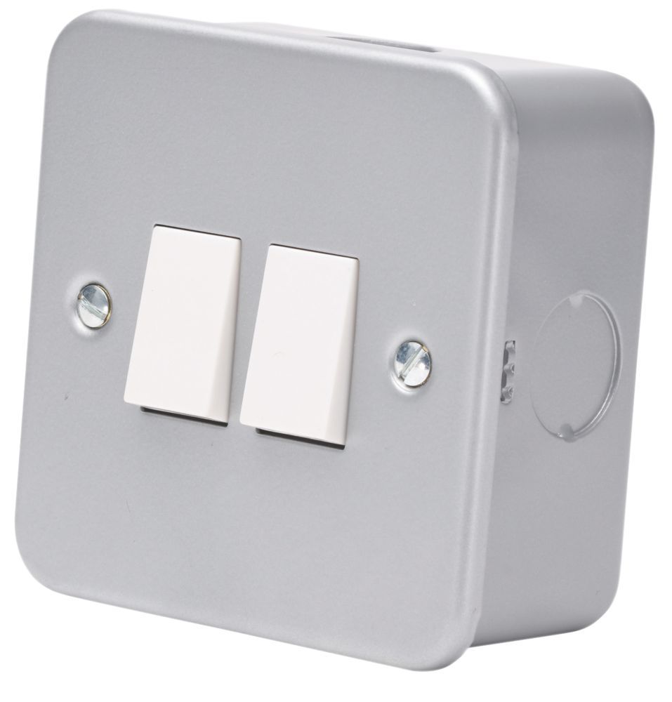 Image of 10AX 2-Gang 2-Way Metal Clad Switch with White Inserts 