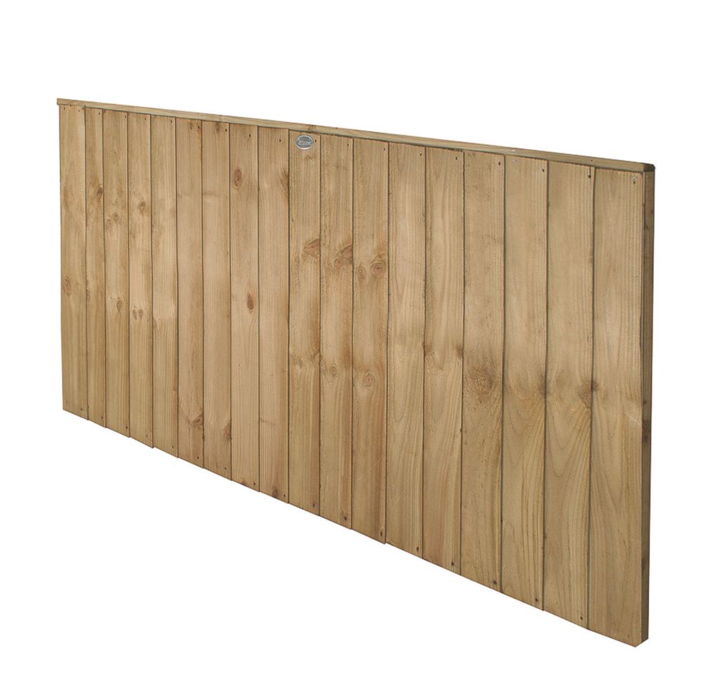 Image of Forest Vertical Board Closeboard Garden Fencing Panel Natural Timber 6' x 3' Pack of 20 