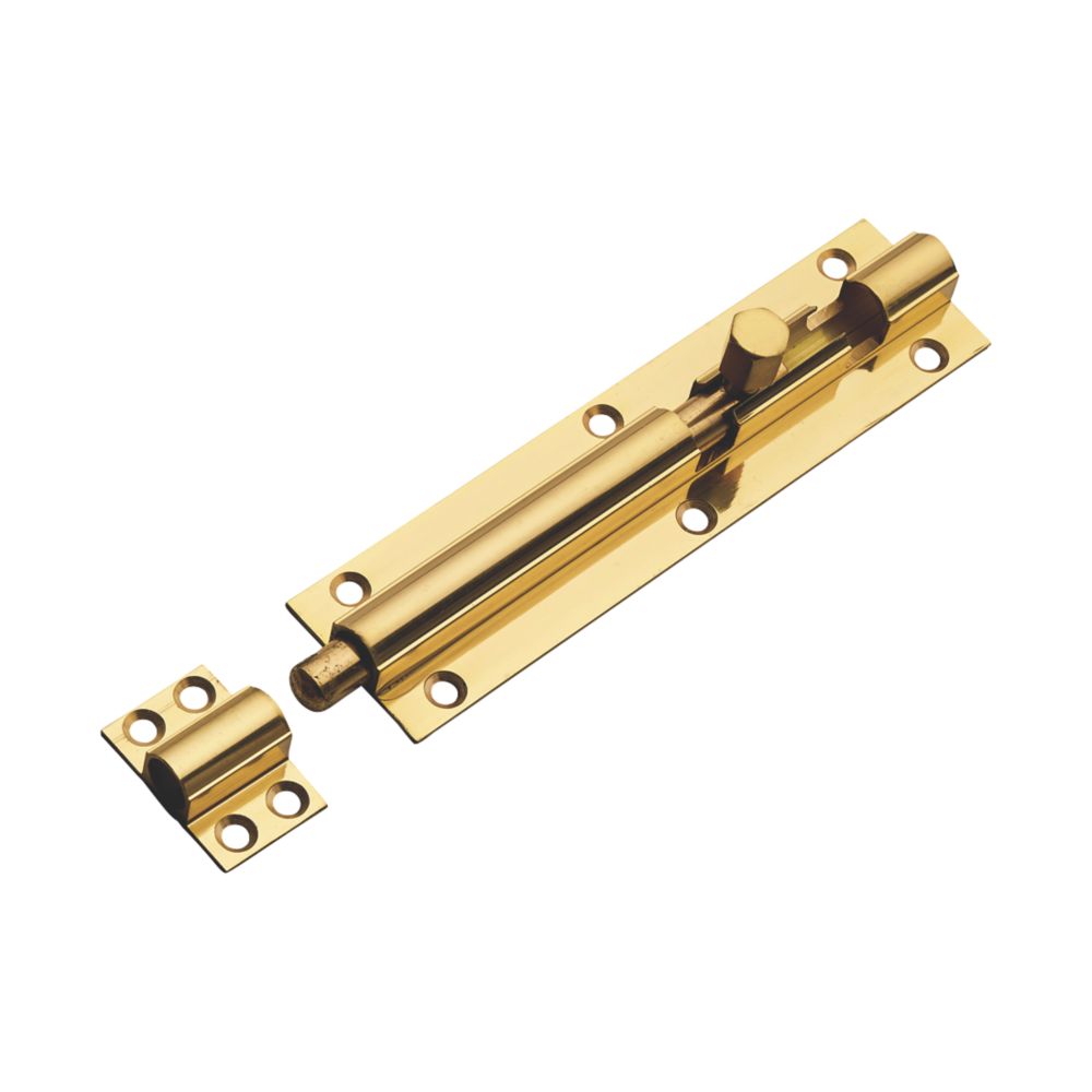 Image of Straight Barrel Door Bolt Polished Brass 152mm 