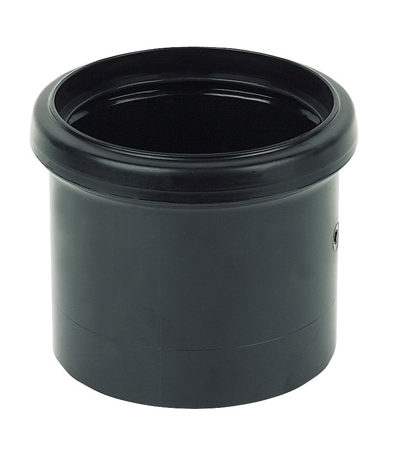 Image of FloPlast Push-Fit/Solvent Weld Single Socket Pipe Coupler Black 110mm 