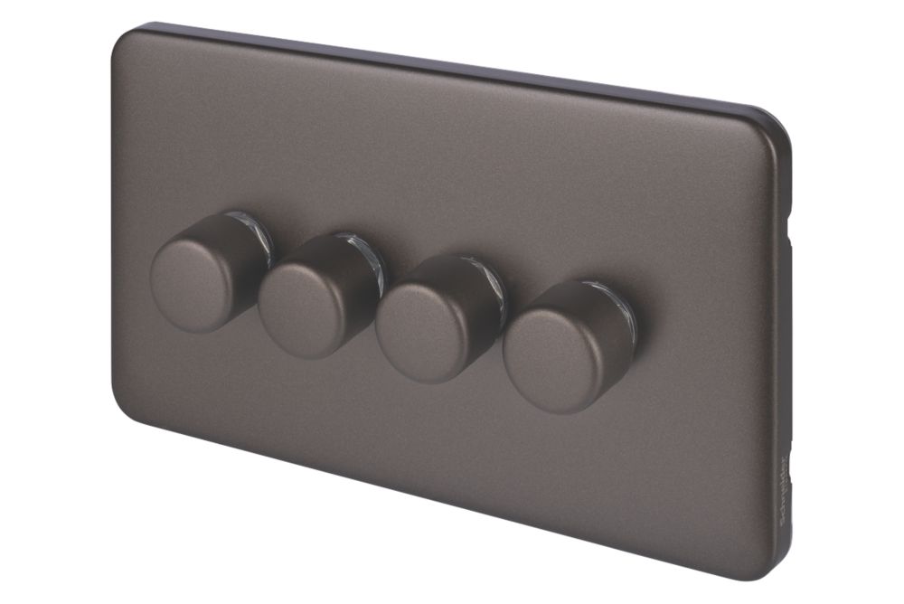 Image of Schneider Electric Lisse Deco 4-Gang 2-Way Dimmer Switch Mocha Bronze 