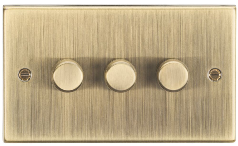 Image of Knightsbridge 3-Gang 2-Way LED Dimmer Switch Antique Brass 