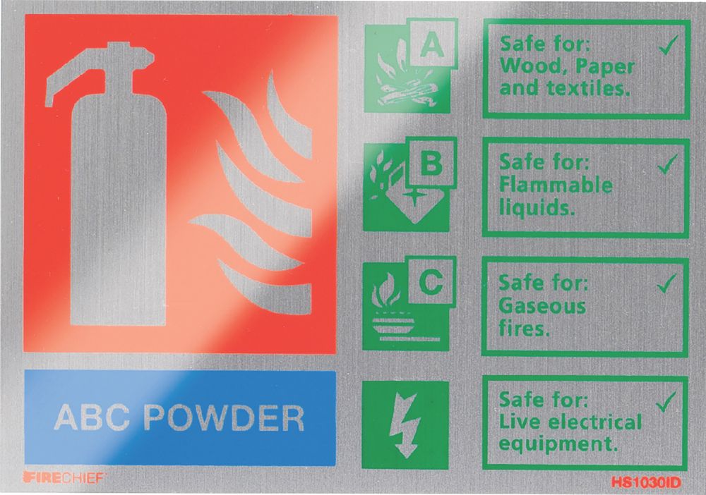 Image of Firechief Non Photoluminescent "ABC Powder" Fire Safety Sign 150mm x 100mm 