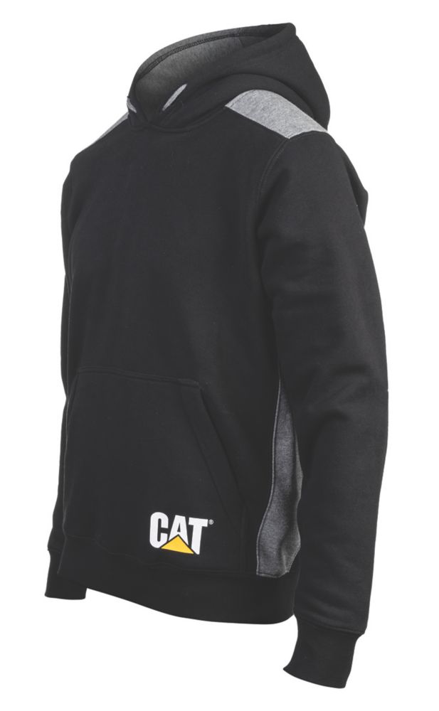 Image of CAT Logo Panel Hooded Sweatshirt Black XX Large 50-53" Chest 