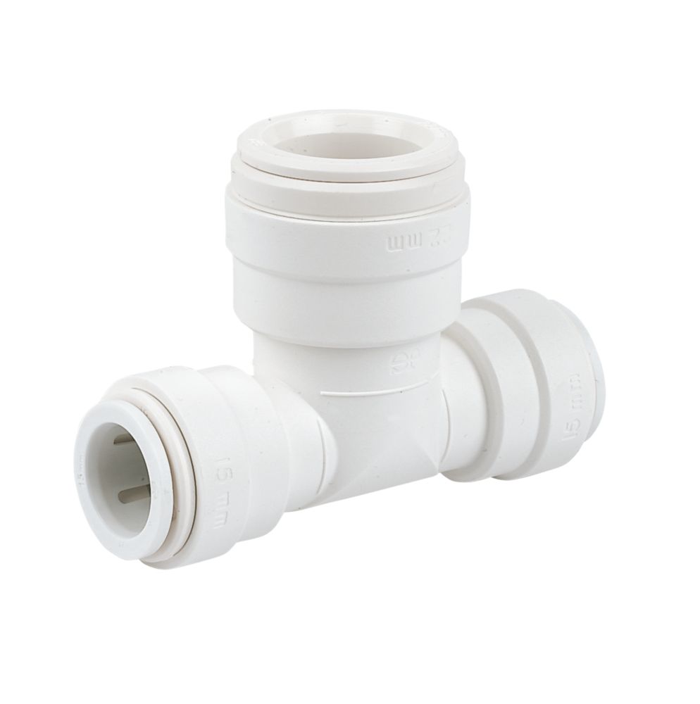 Image of JG Speedfit Plastic Push-Fit Reducing Tee 15mm x 15mm x 22mm 