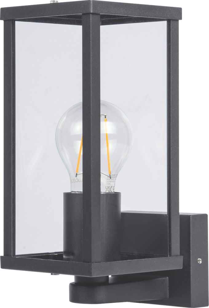 Image of Luceco Outdoor LED Arm-Hung Decorative Wall Lantern Slate Grey 7W 810lm 