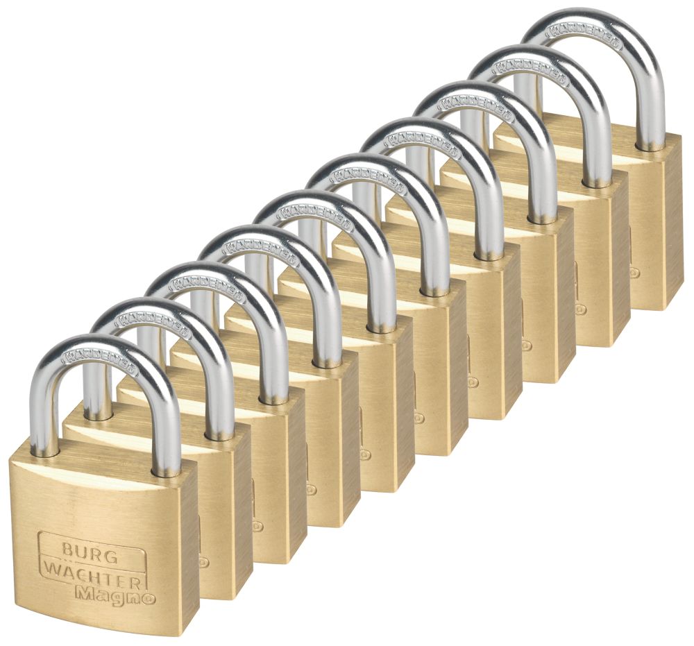 Image of Burg-Wachter Brass Keyed Alike Padlocks 30mm 10 Pack 