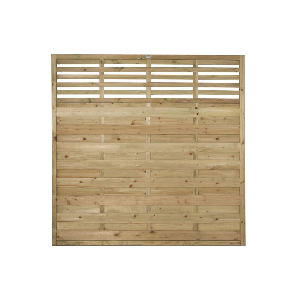 Image of Forest Kyoto Slatted Top Fence Panels Natural Timber 6' x 6' Pack of 4 
