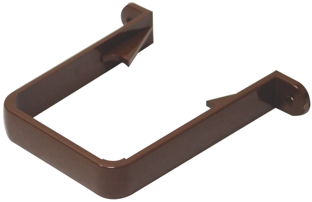 Image of FloPlast Square Line Square Downpipe Clips Brown 65mm 10 Pack 