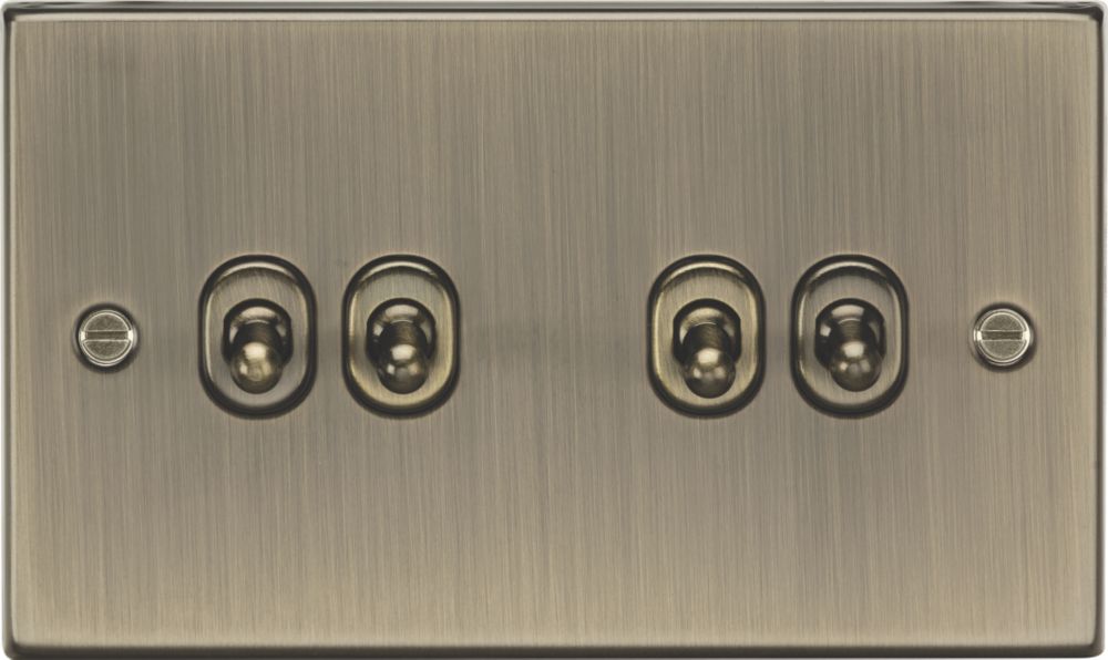 Image of Knightsbridge 10AX 4-Gang 2-Way Light Switch Antique Brass 