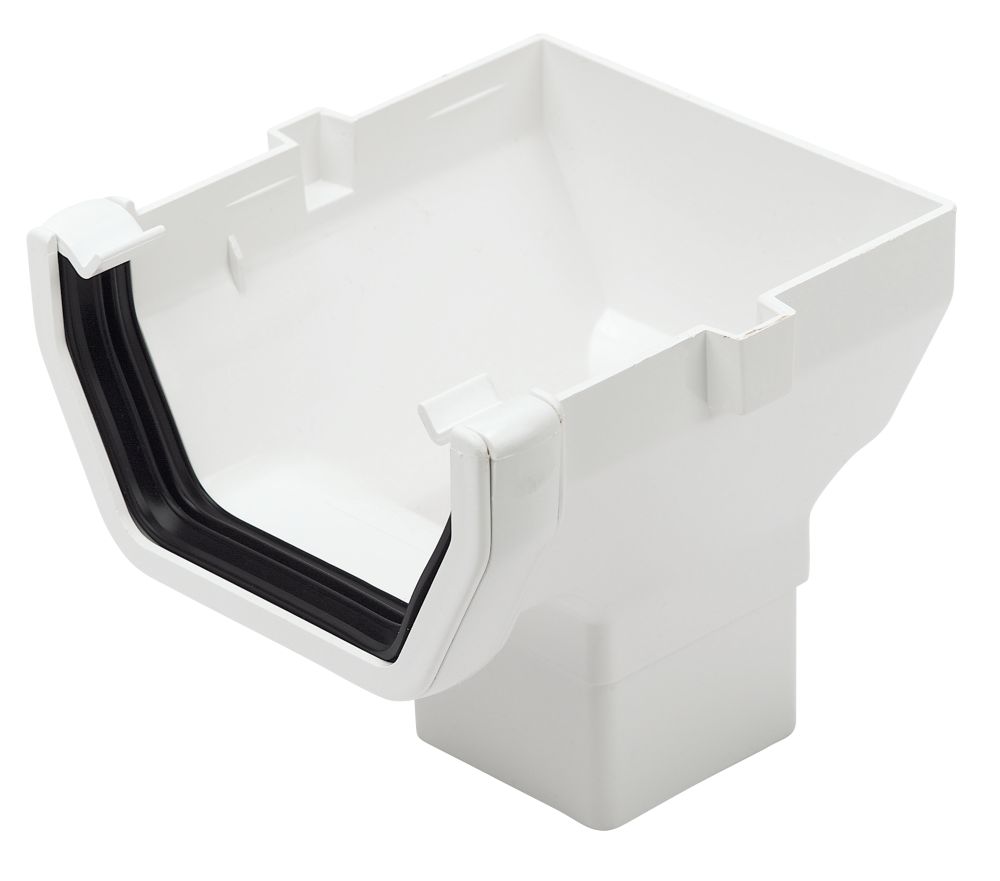 Image of FloPlast Square Line Square Stop End Outlet White 114mm x 65mm 