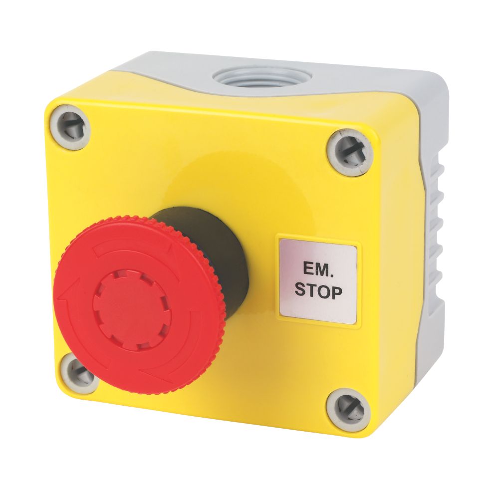 Image of Hylec 1DE.01.01AG-SF Double Pole Mushroom Head Push-Button Isolator Switch NO/NC 