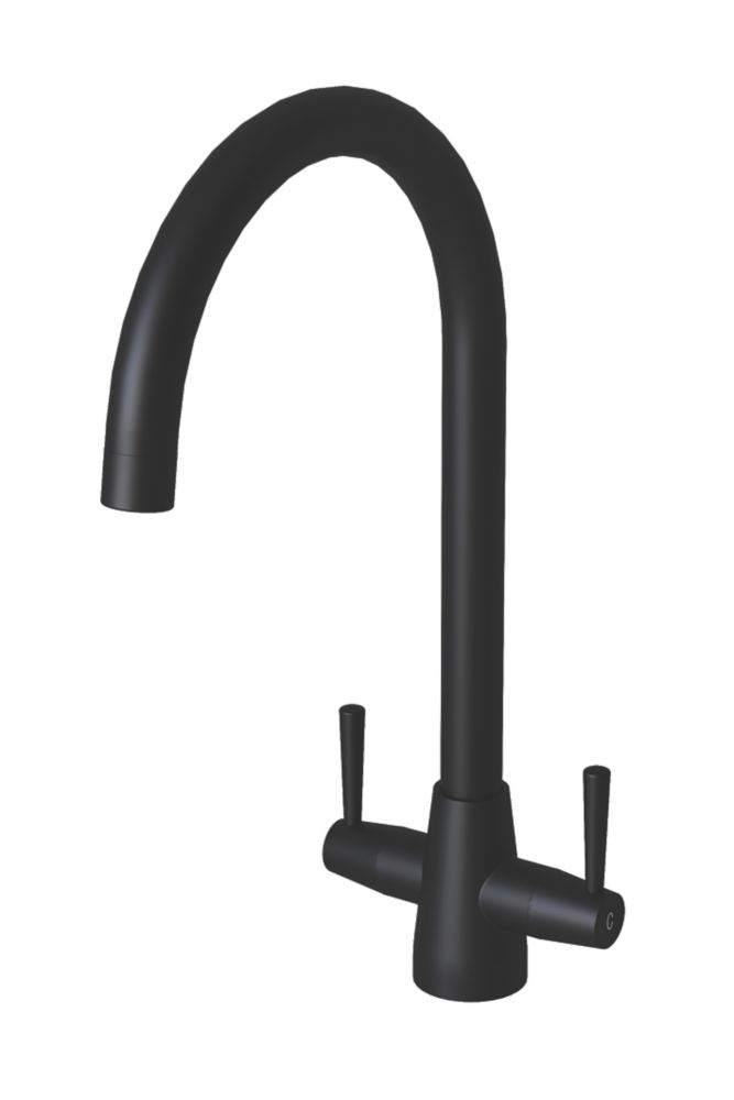 Image of ETAL Wick Twin Lever Kitchen Mixer Tap Matt Black 