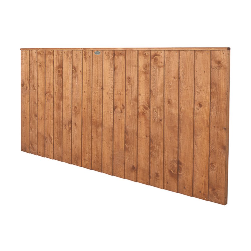 Image of Forest Vertical Board Closeboard Garden Fencing Panel Golden Brown 6' x 3' Pack of 3 