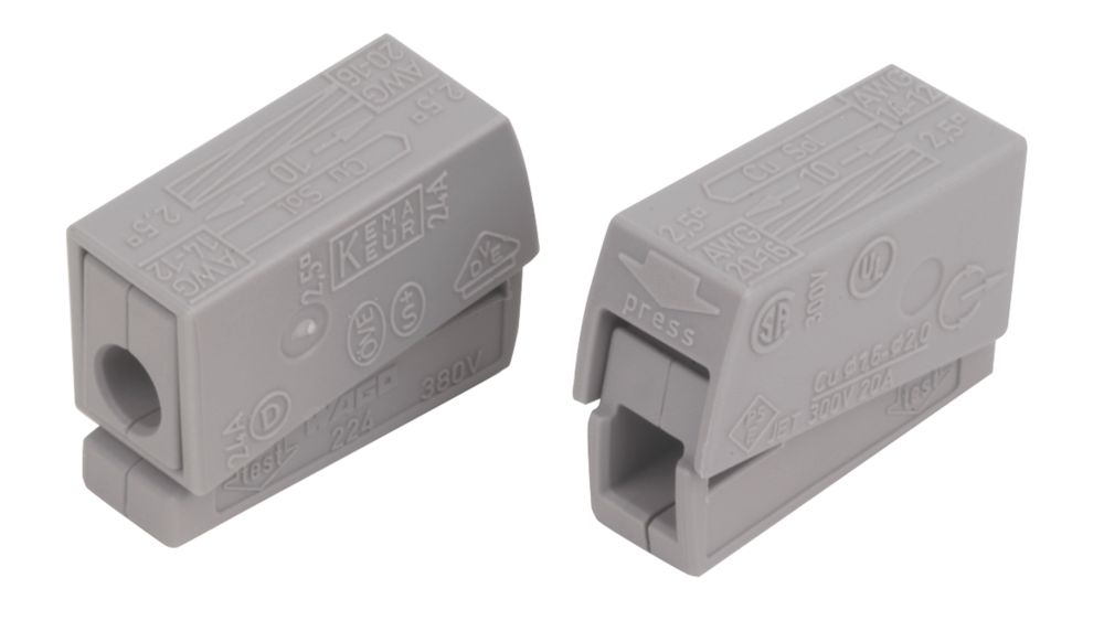 Image of Wago 24A 2-Way Push-Wire Lighting Connector 100 Pack 