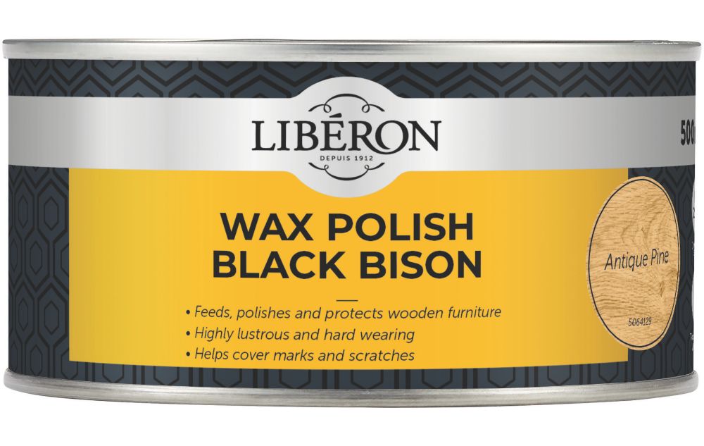 Image of Liberon Black Bison Paste Wax Satin to gloss Antique Pine 500ml 