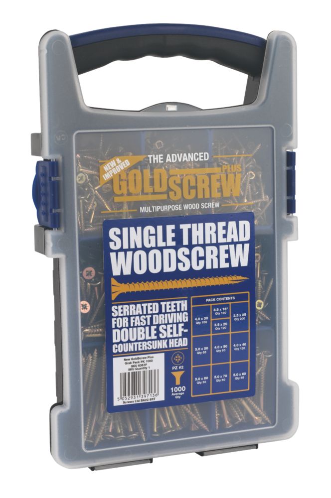 Image of Goldscrew Plus PZ Double-Countersunk Woodscrews Grab Pack 1000 Pcs 
