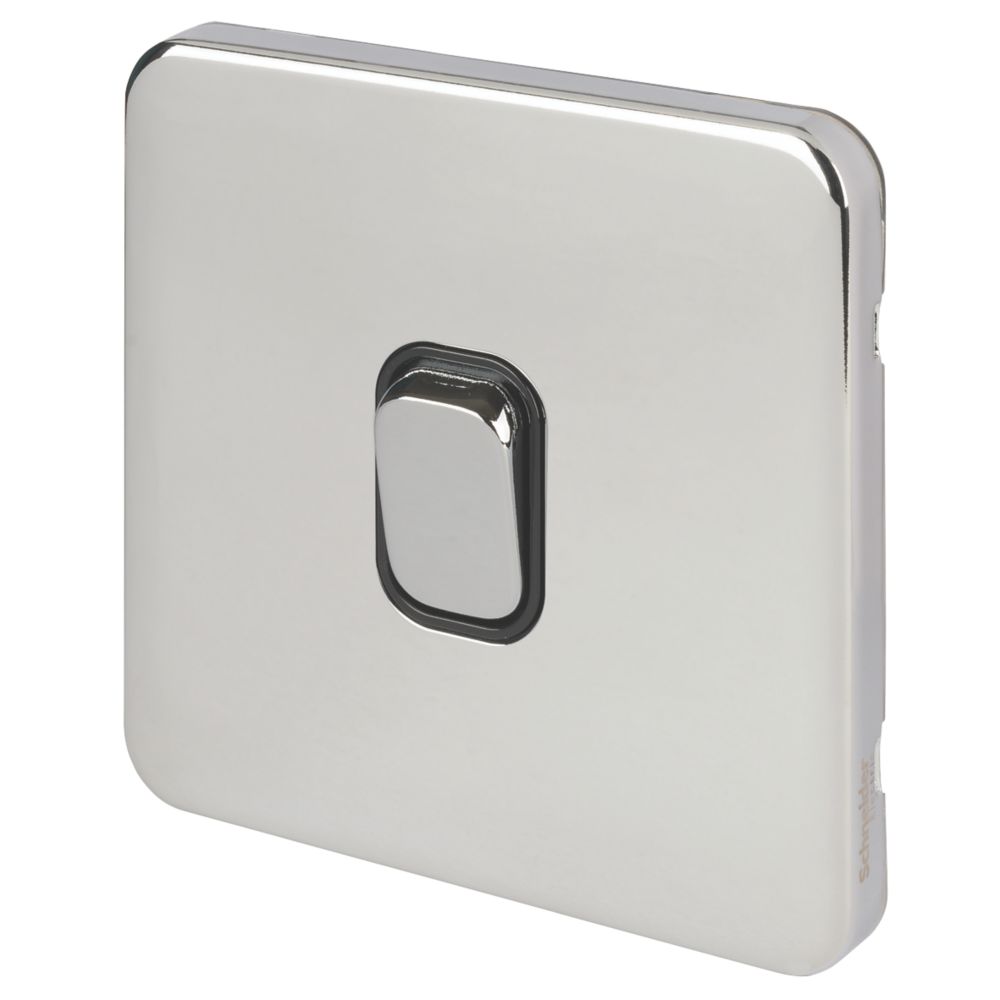 Image of Schneider Electric Lisse Deco 20AX 1-Gang DP Control Switch Polished Chrome with Black Inserts 