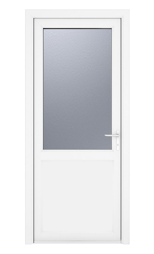 Image of Crystal 1-Panel 1-Obscure Light Left-Hand Opening White uPVC Back Door 2090mm x 890mm 