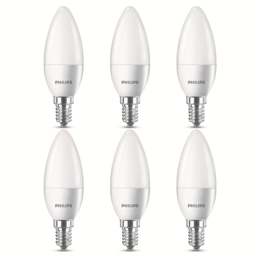 Image of Philips ES Candle LED Light Bulb 470lm 4.9W 6 Pack 