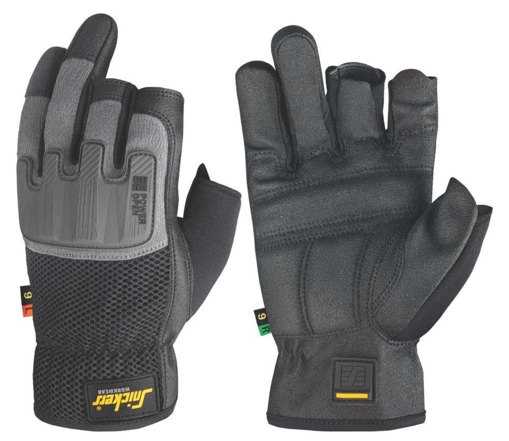 Image of Snickers Power Performance Open 3-Finger Gloves Black/Grey Large 