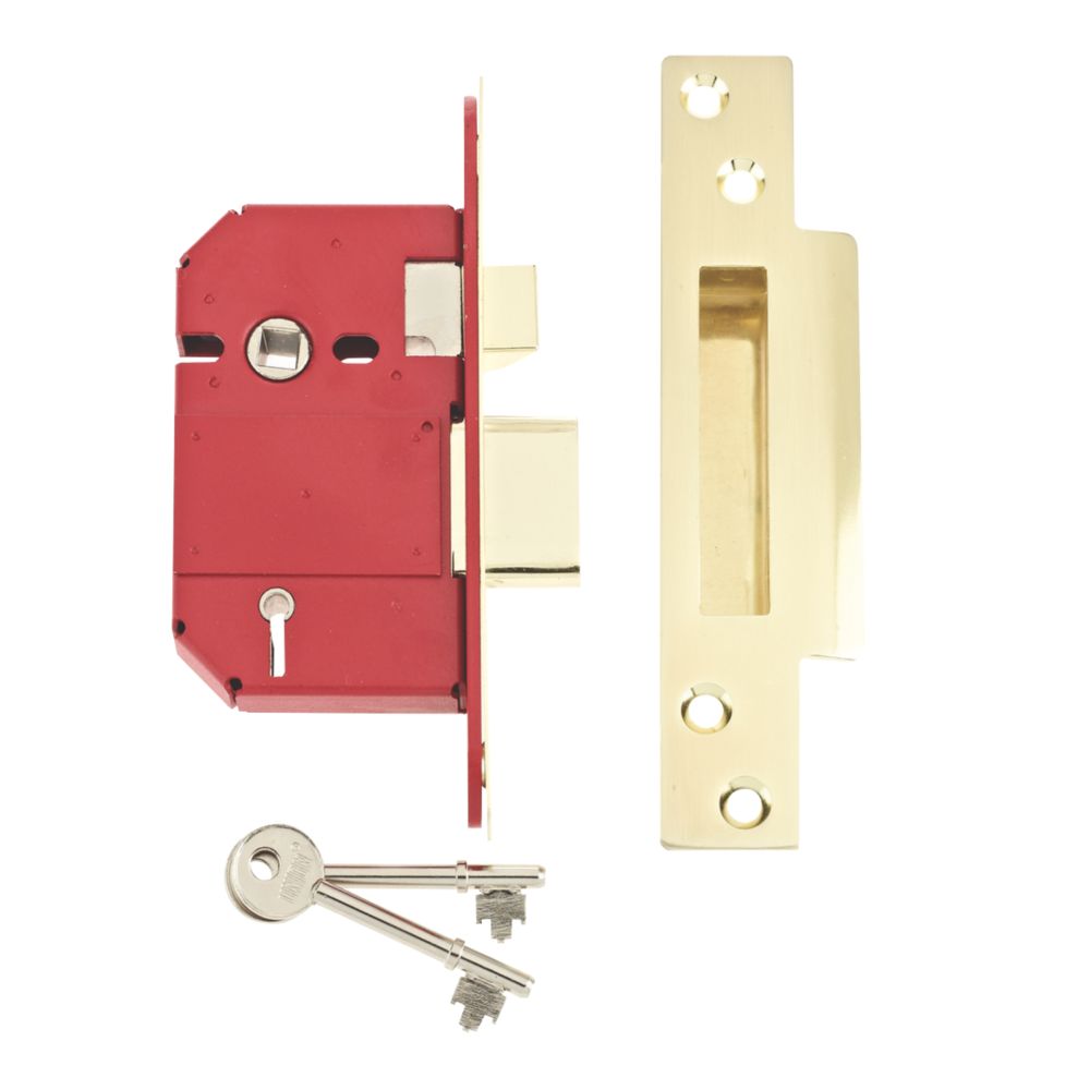 Image of Union Fire Rated Brass BS 5-Lever Mortice Sashlock 68mm Case - 45mm Backset 
