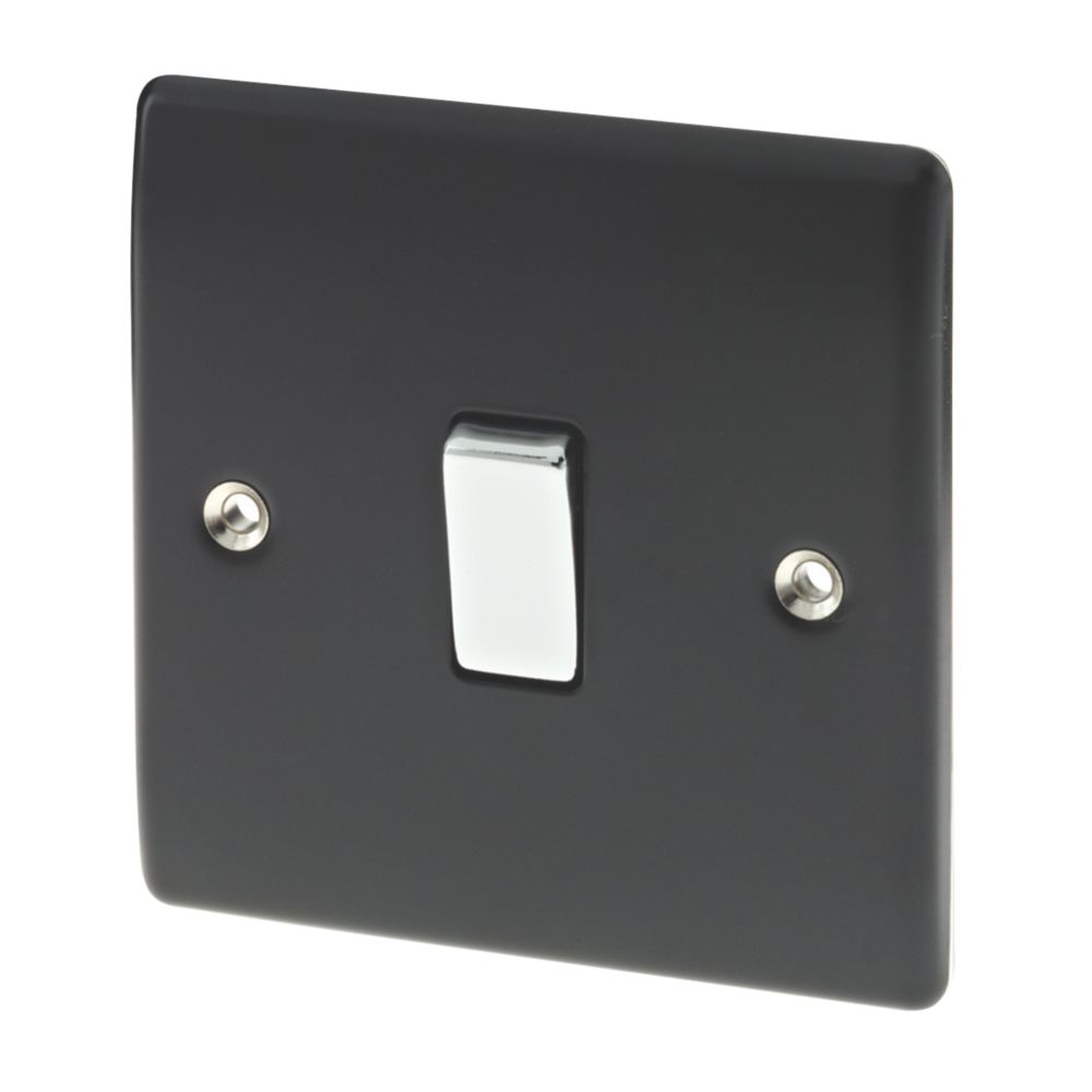 Image of British General Nexus Metal 10AX 1-Gang Intermediate Switch Matt Black with White Inserts 