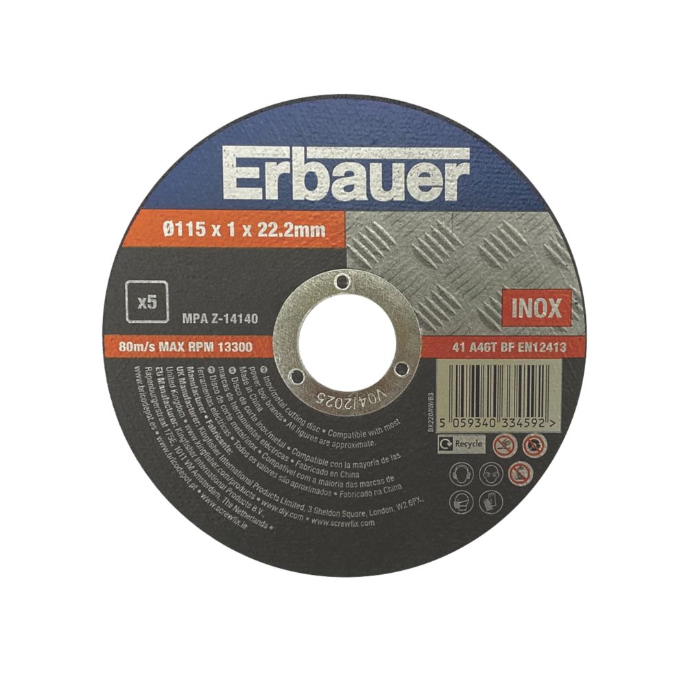 Image of Erbauer Metal Cutting Discs 4 1/2" 
