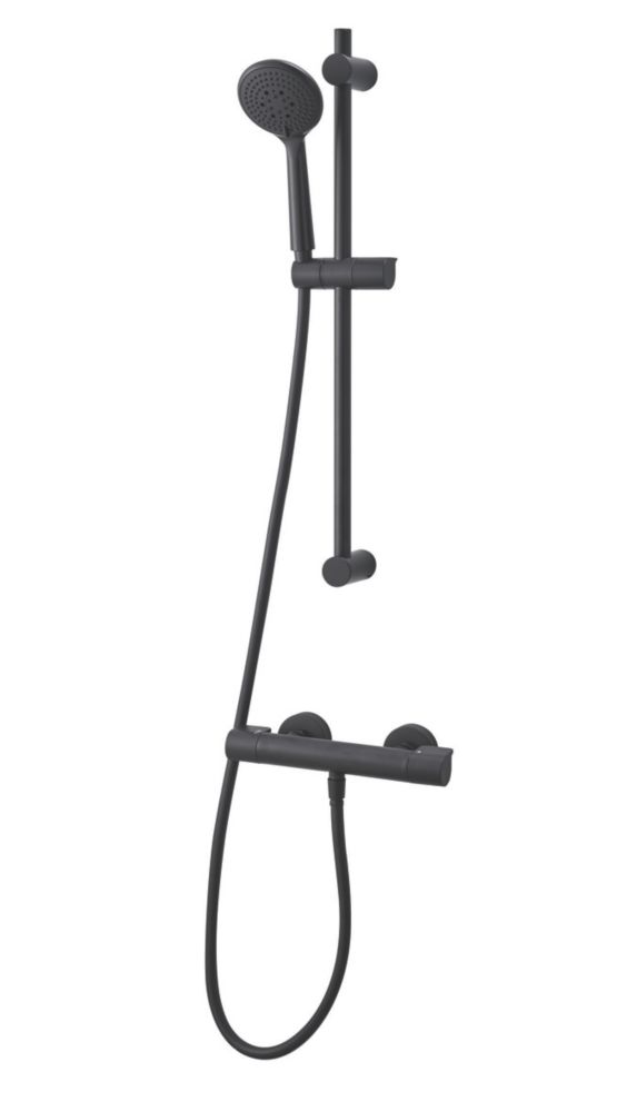 Image of Swirl Rear-Fed Exposed Black Thermostatic Concentric Mixer Shower 