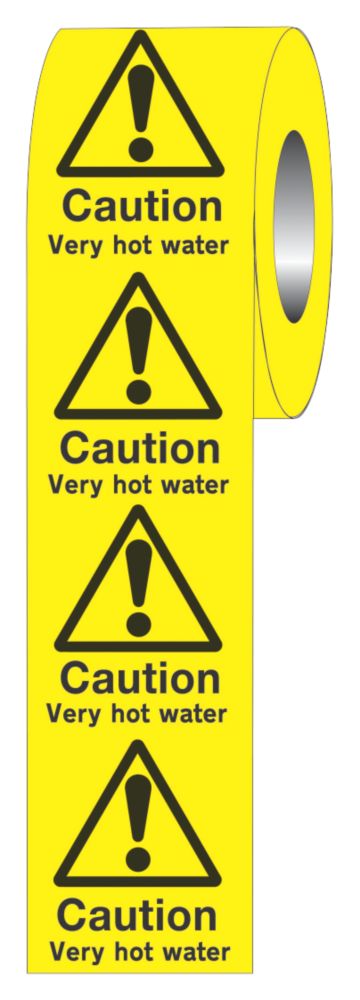 Image of "Caution Very Hot Water" Adhesive Labels 50mm x 50mm 