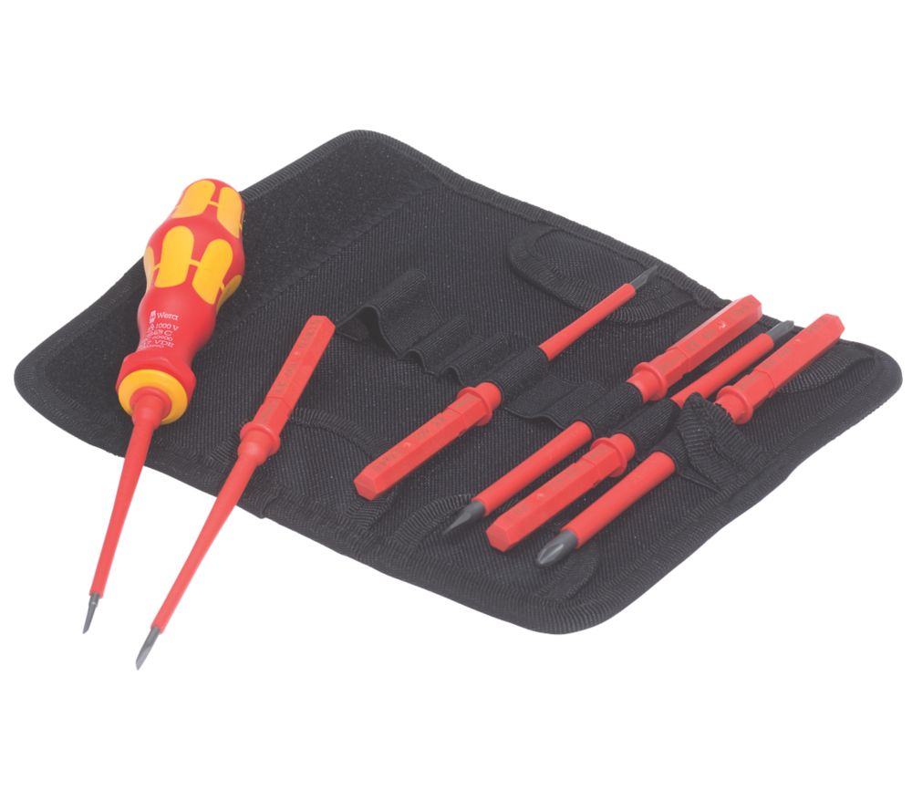 Image of Wera Kraftform Kompakt VDE Interchangeable Slot & PH Screwdriver Bit Set 7 Pieces 