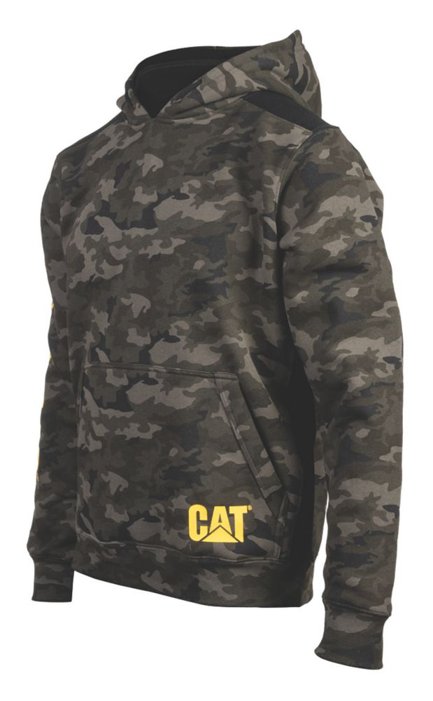 Image of CAT Logo Panel Hooded Sweatshirt Night Camo XXXX Large 58-60" Chest 