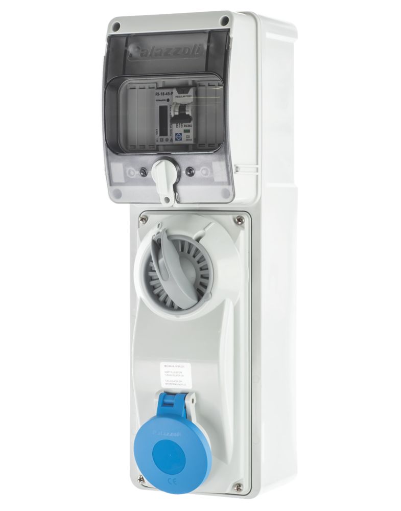 Image of Lewden 16A 30mA 1-Way Metered Switched Caravan Hook Up Point 1x16A Compact With RCBO 