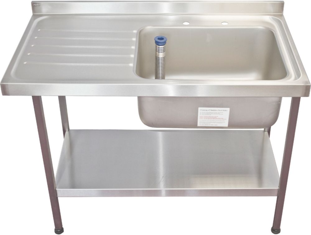 Image of Midi 1 Bowl Stainless Steel Catering Sink 1200mm x 650mm 