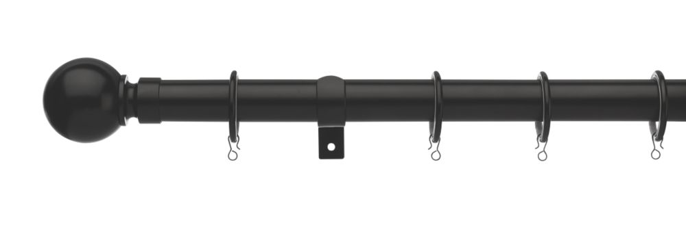 Image of Universal Metal Extendable Curtain Pole Black 28mm x 1.8-3.2m 