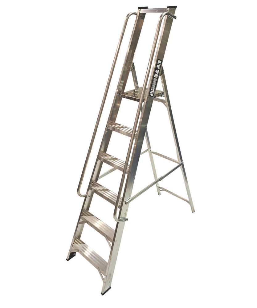 Image of Lyte Aluminium 6-Treads Platform Stepladder With Handrail 1.26m 